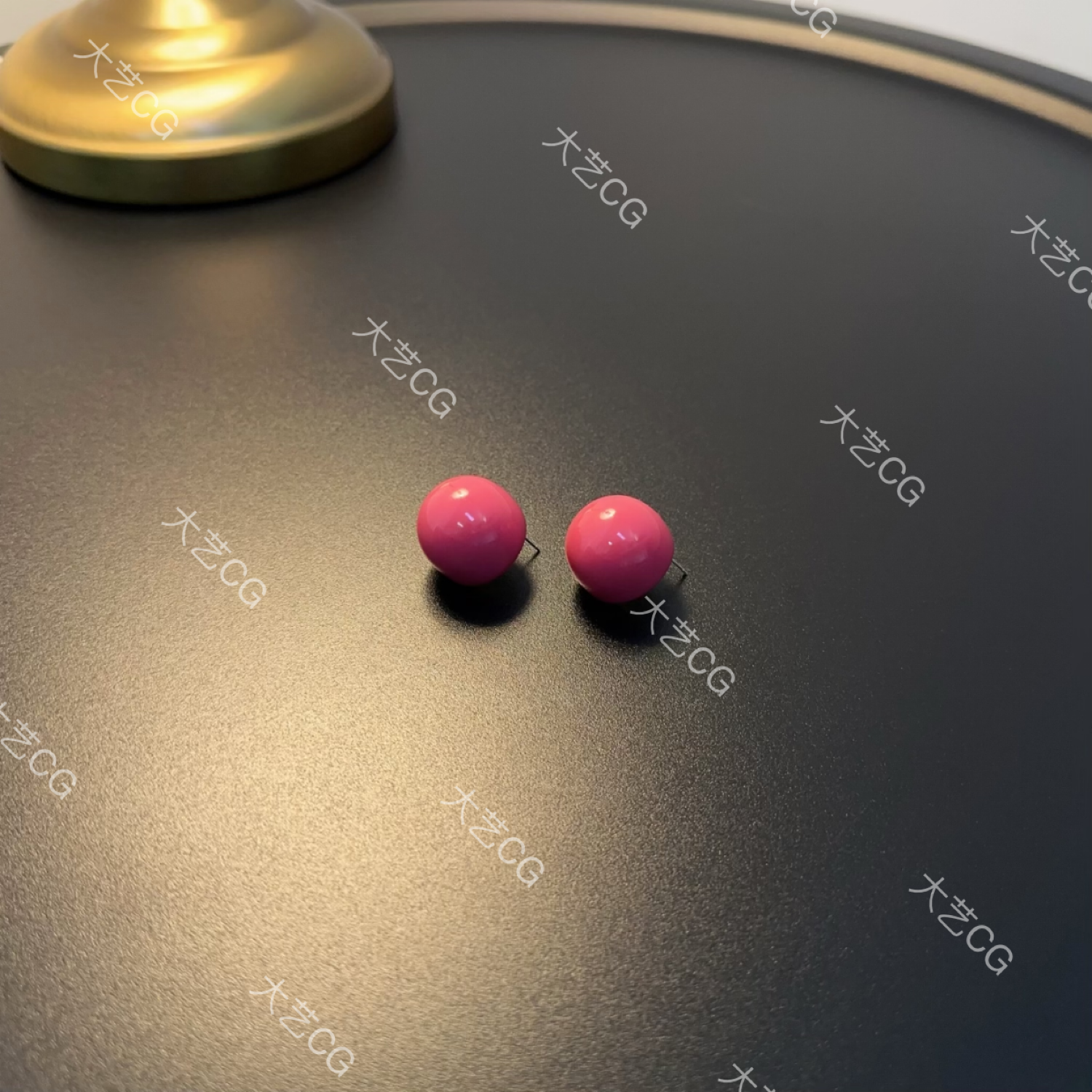 非金属树脂耳饰 粉色高级感耳环时尚大体玫红球球耳饰EDGlc 0233