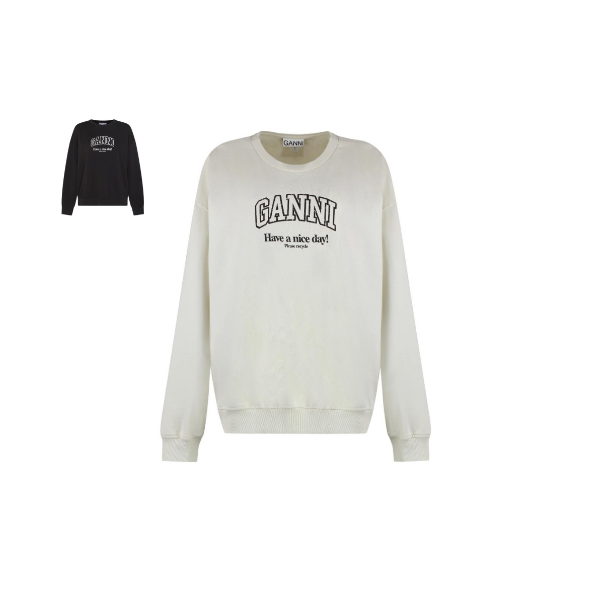 GANNI字母印花LOGO随性松弛圆领长袖卫衣女款日常休闲舒适百搭