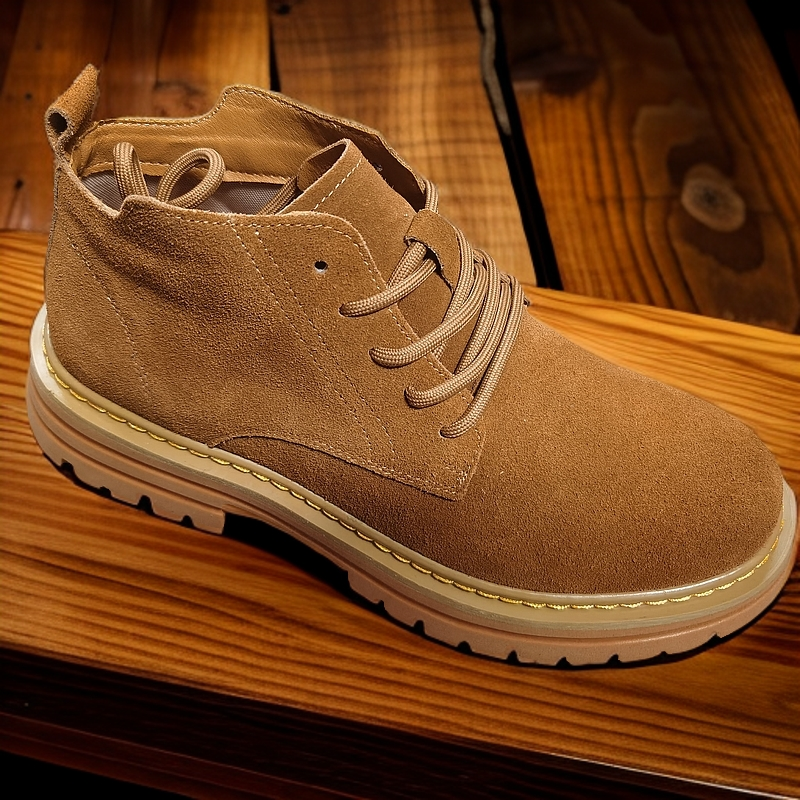 时尚马丁靴大黄靴冬季中帮休闲工装靴高帮侧拉链厚底厚款百搭真皮