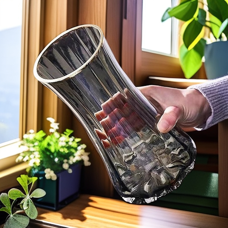 轻奢玻璃花瓶简约创意ins风高级感水养百合鲜花北欧客厅插花摆件