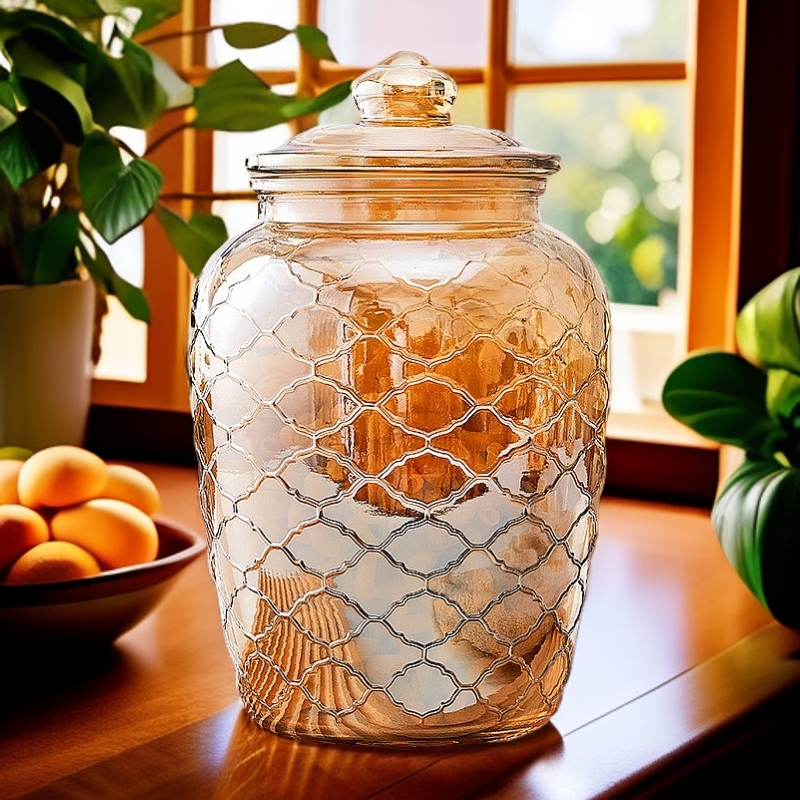 2300ML家用加厚玻璃蜂蜜柠檬玻璃瓶带盖储物罐厨房泡菜坛咖啡罐