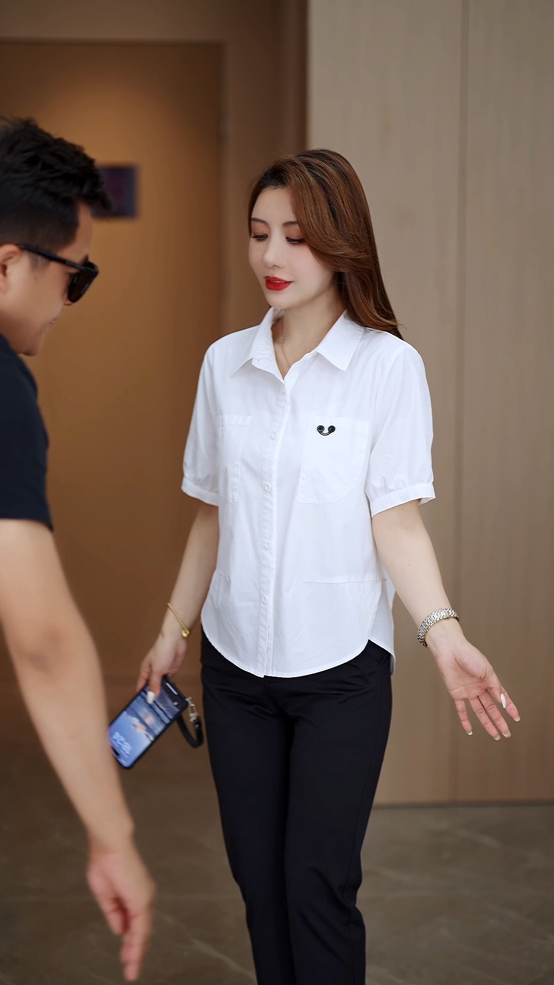 夏季新款全棉女装衬衣时尚洋气高档宽松显瘦百搭短袖衣服女士衬衫