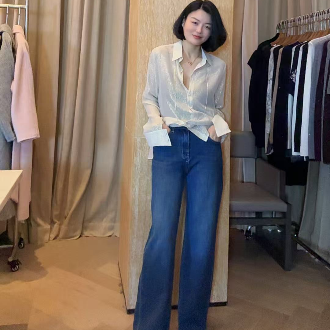 TANTAN 显瘦百搭直筒气质高腰牛仔裤2574