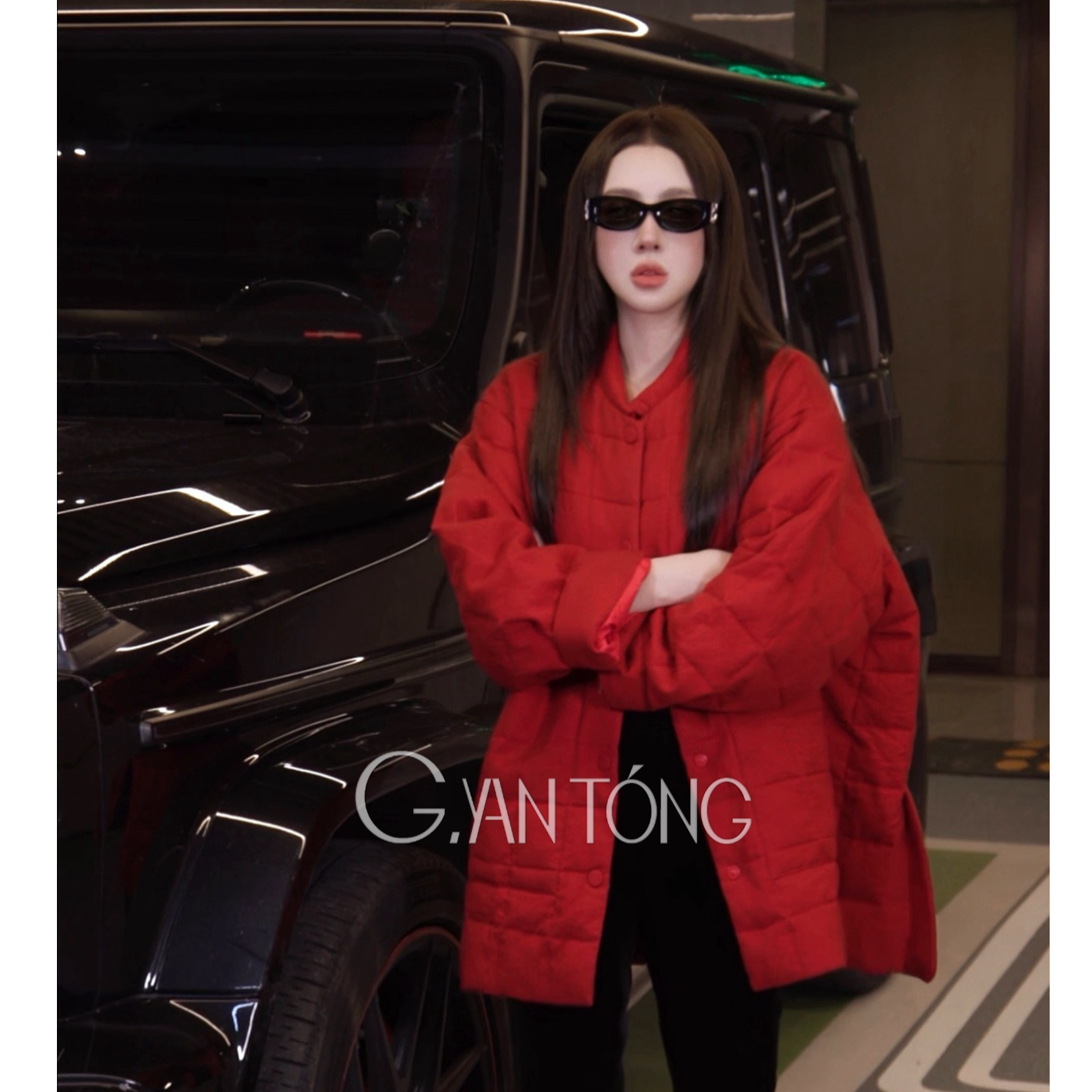 G. yantong/郭彦彤冬季新款高级感羊毛羽绒服中长款潮流WT1073