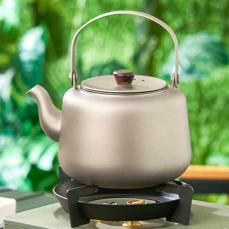 纯钛户外煮茶壶带茶漏轻便野炊锅具烧水便携茶具煮水器1200毫升