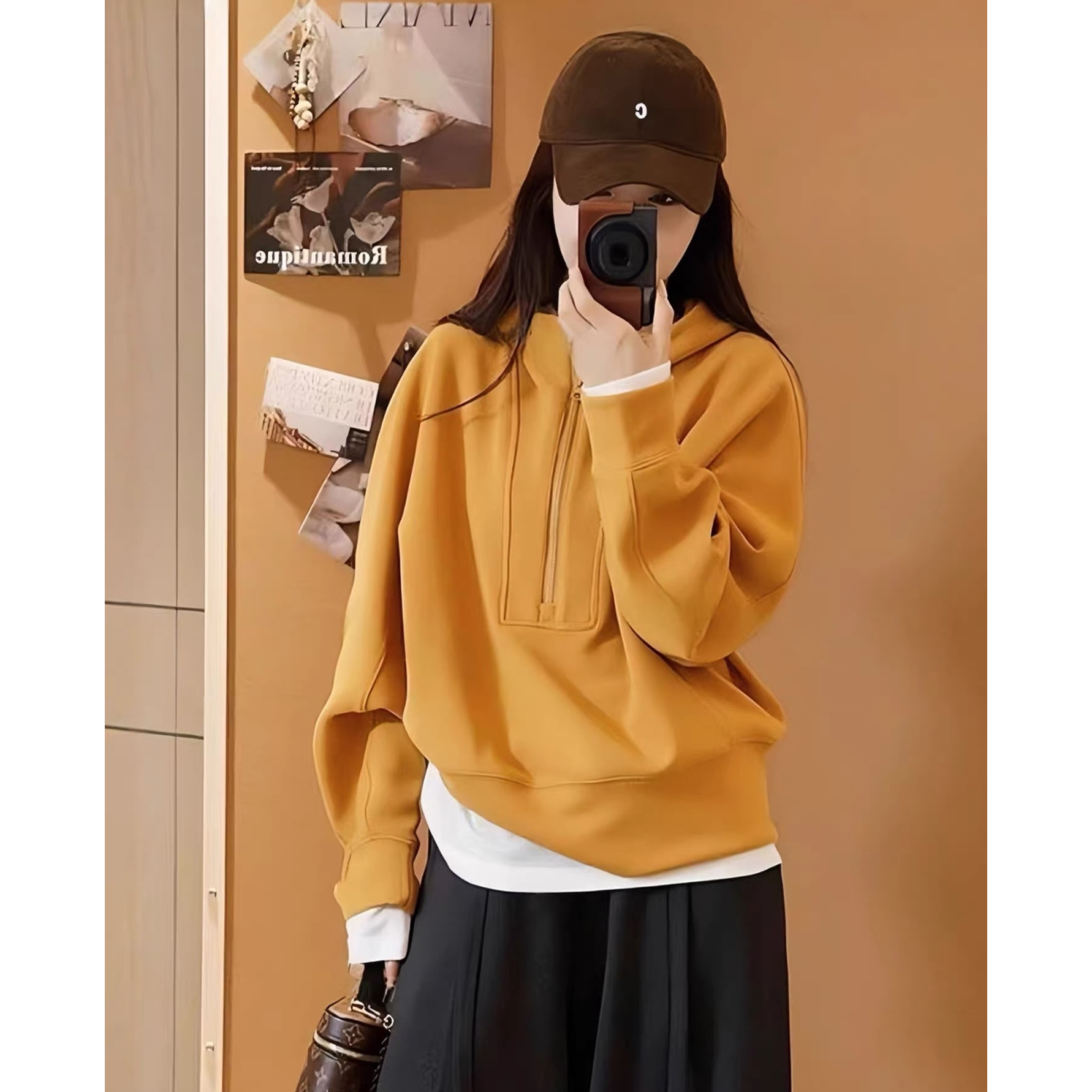 高级感时尚连帽半拉链卫衣短外套女2025秋季流行洋气宽松显瘦上衣