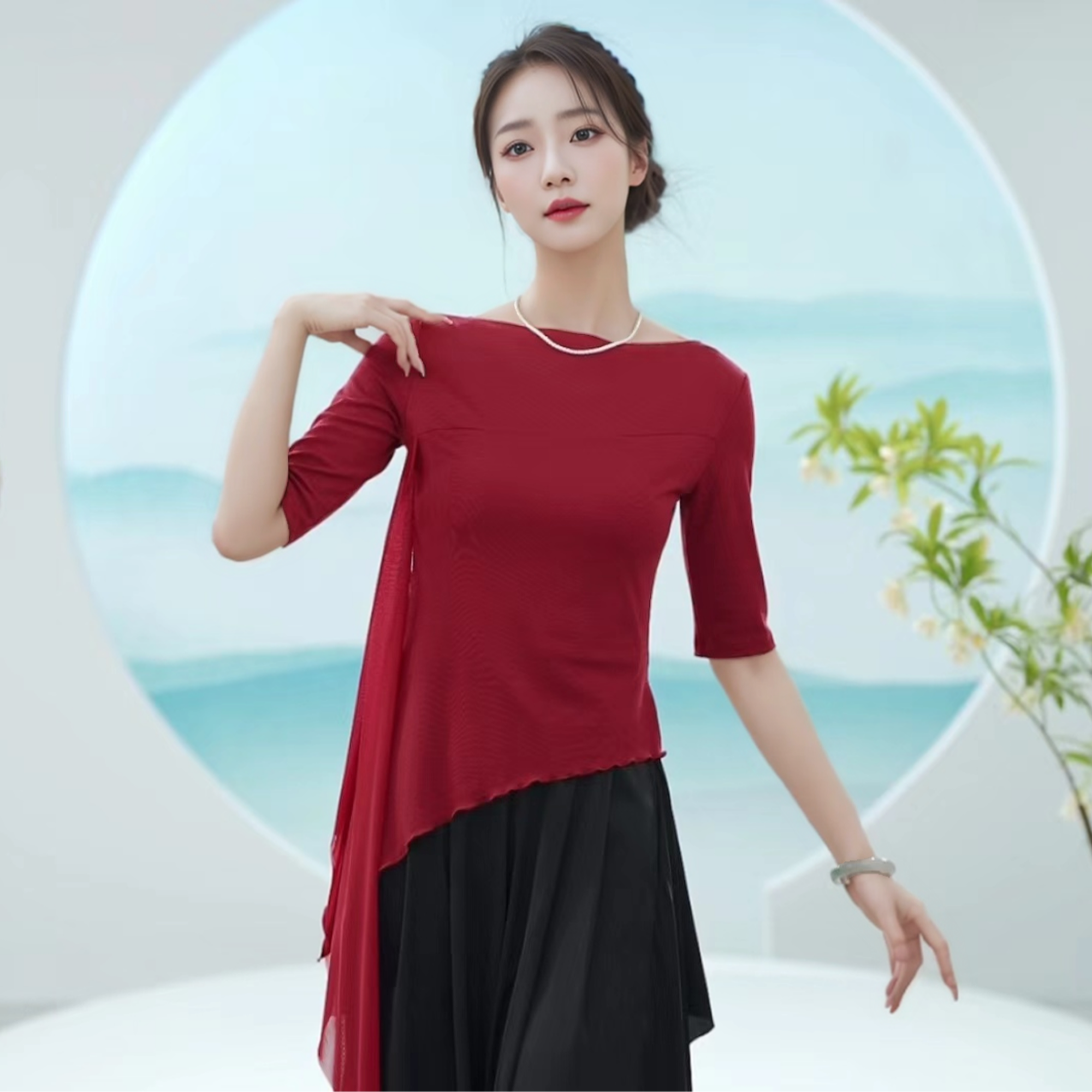 24008舞蹈服T恤上衣中国舞古典舞成人飘纱身韵形体服日常生活可穿