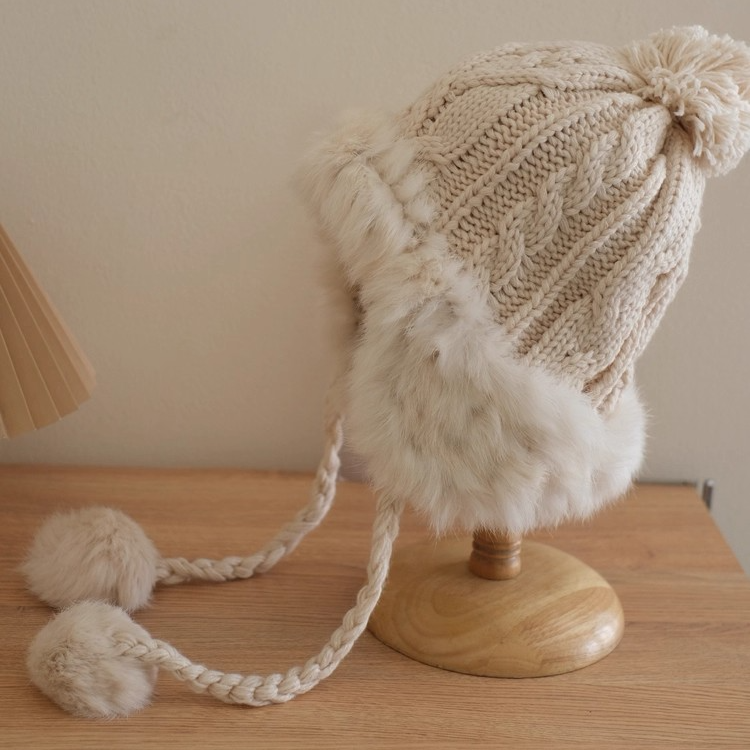 【情书】冬季毛茸茸帽子兔毛针织毛线帽护耳帽加厚骑车保暖雷锋帽