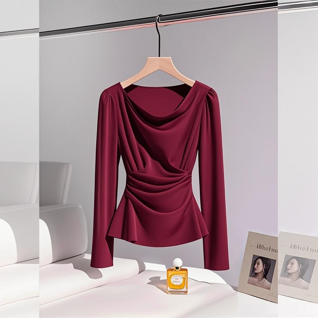 2025秋季新款法式轻奢时尚气质显瘦设计感长袖衬衫别致小衫女爆款