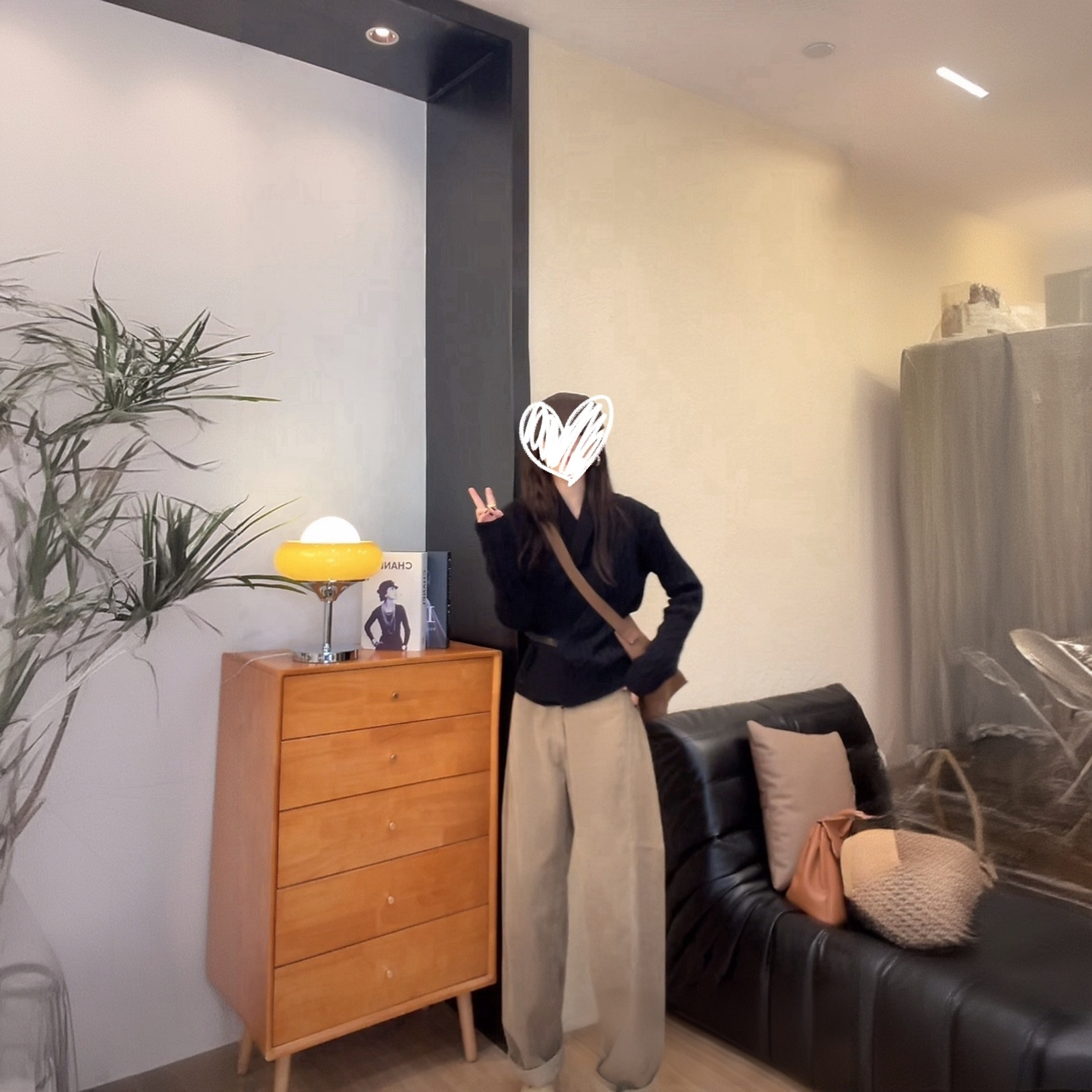 秋冬气质斜边设计款毛针织衫外套高腰显瘦简约休闲弯刀裤两件套