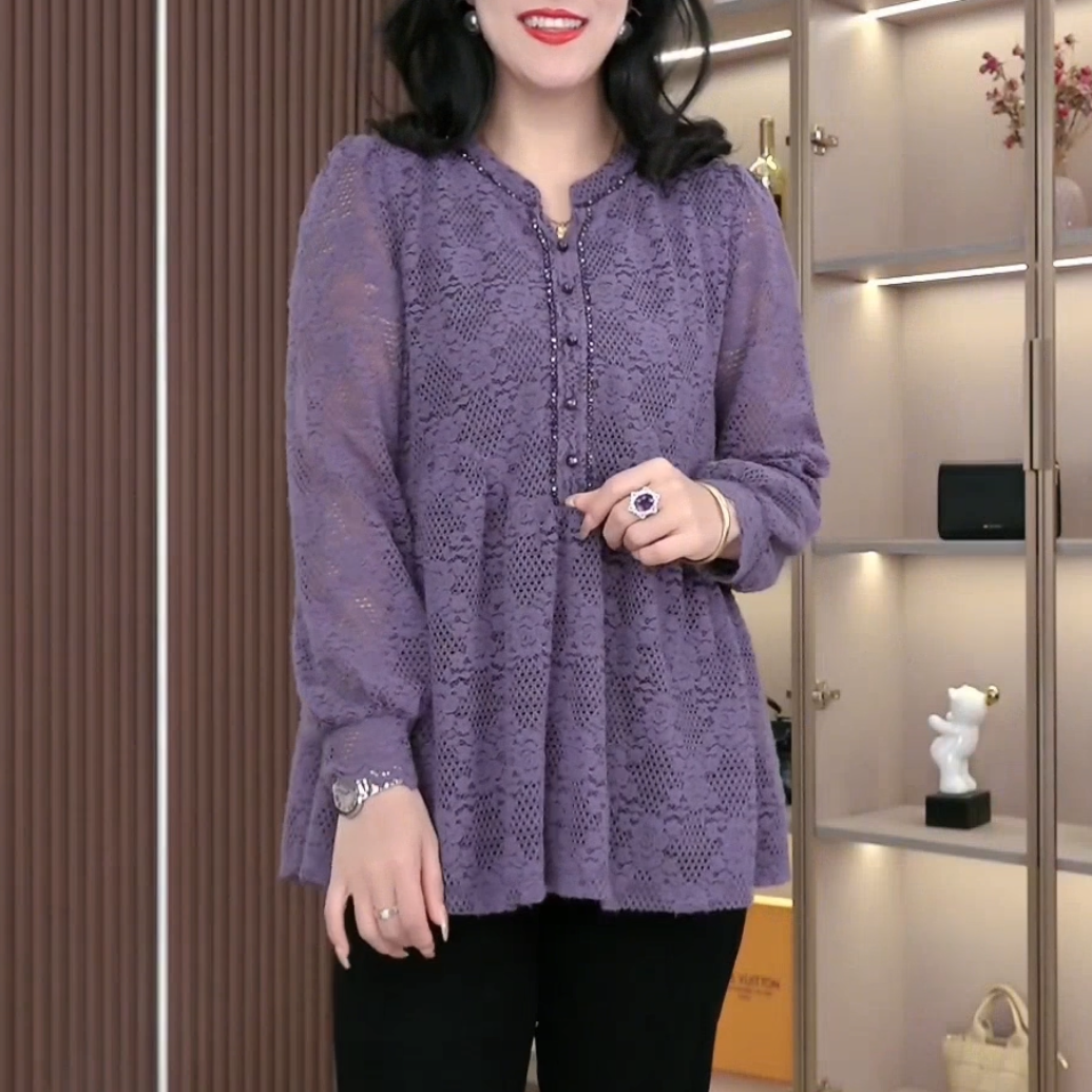 丹思慕大码秋季新款宽松收腰提花气质显瘦气质衫高端上衣251209