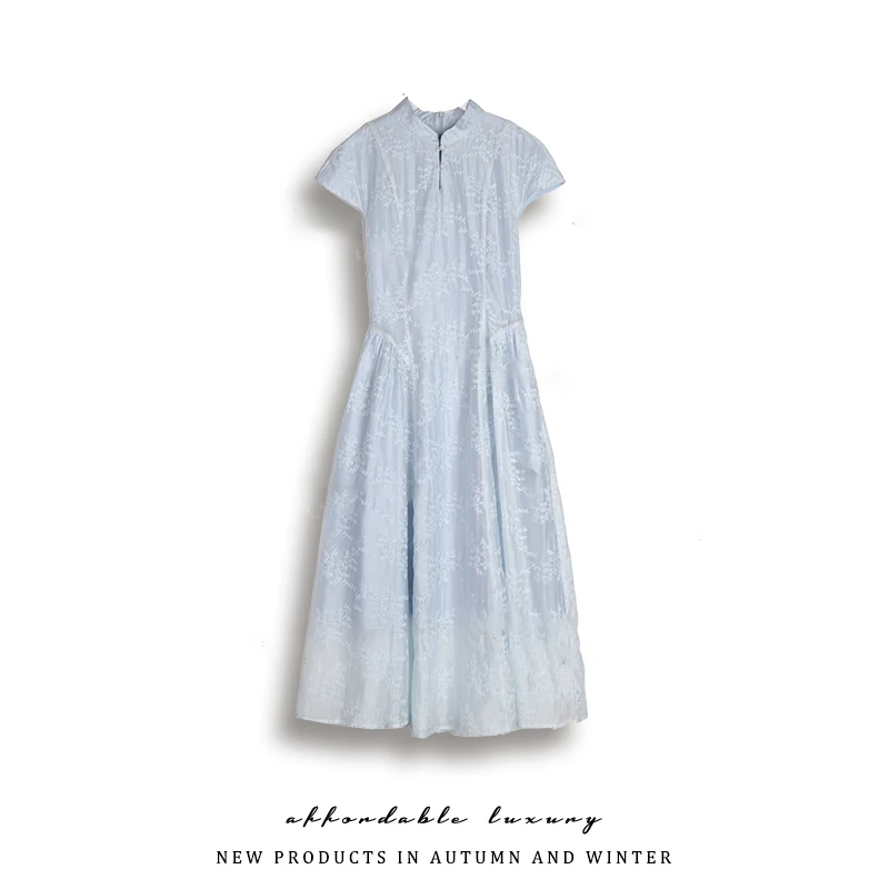 新中式轻国风刺绣连衣裙女夏季法式复古气质收腰显瘦125