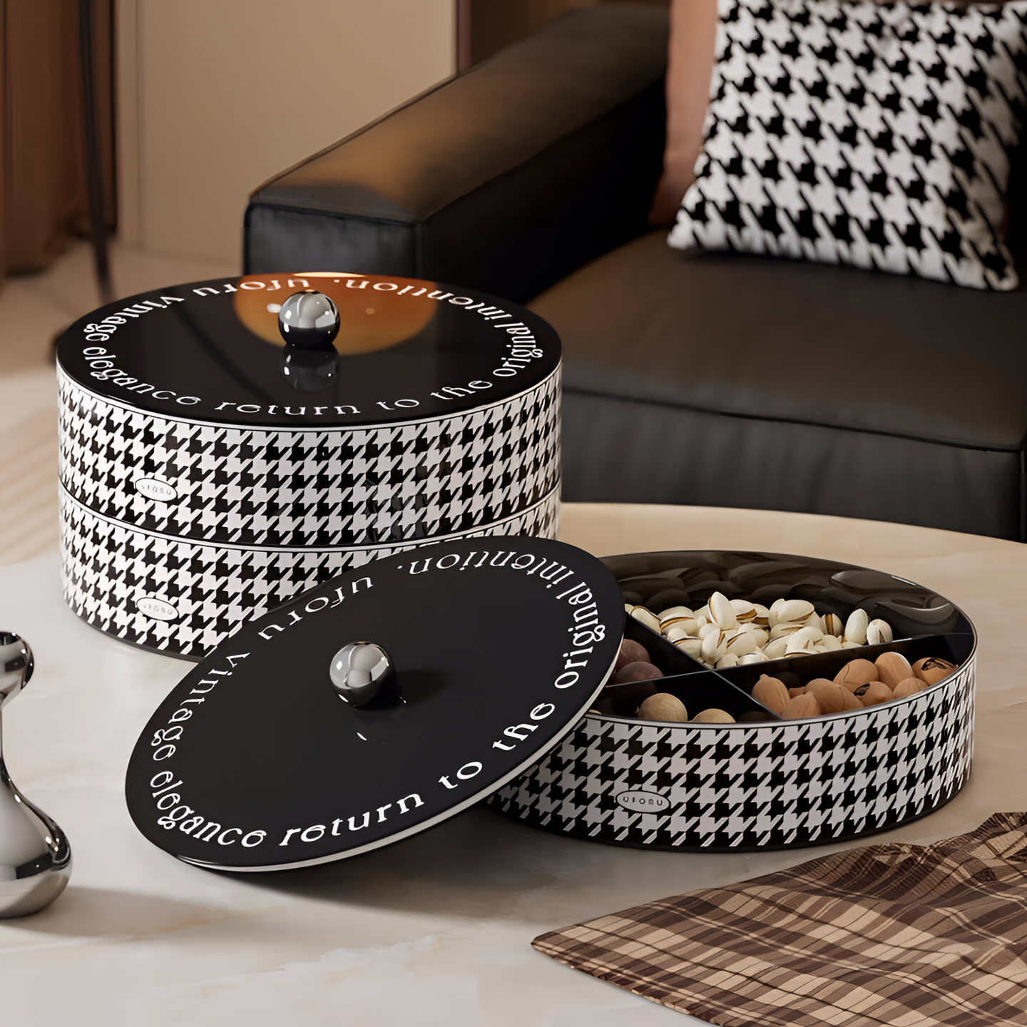 干果盒新款客厅家用茶几多层坚果盒轻奢高端精致瓜子糖果收纳带盖