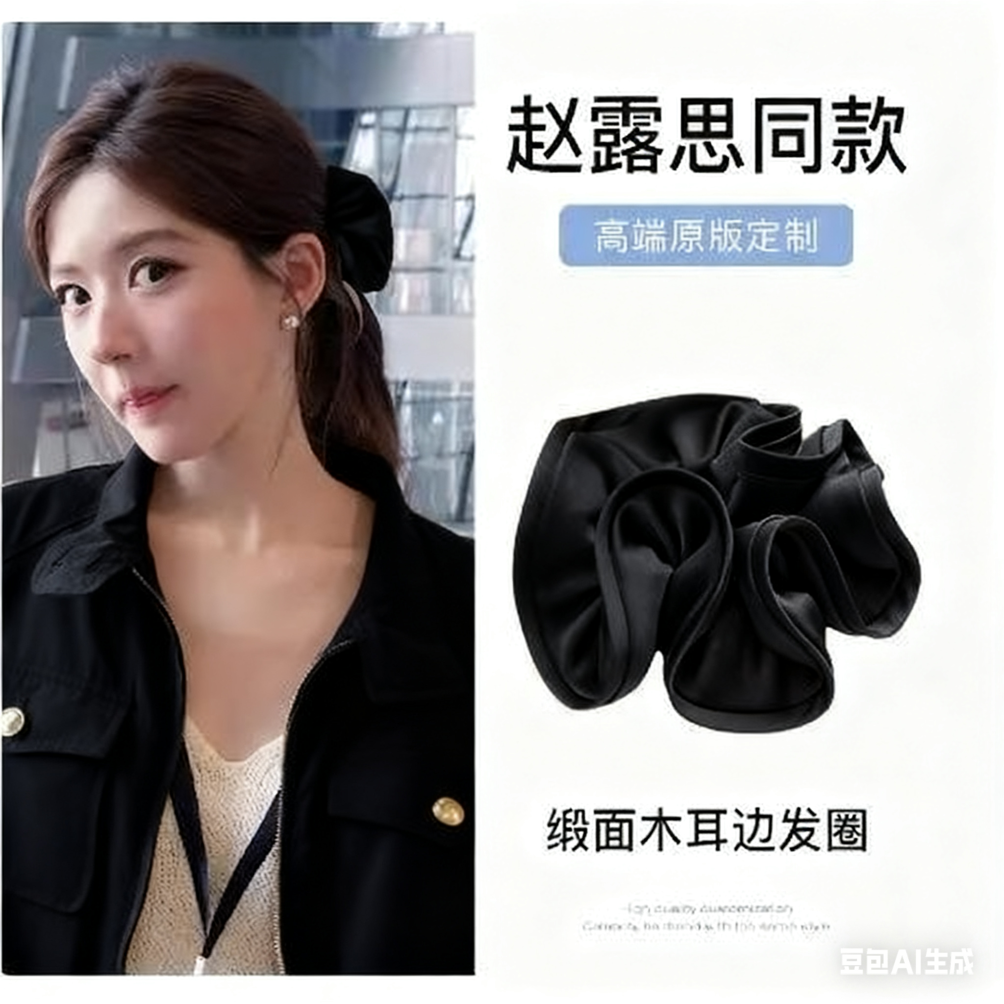 许我耀眼赵露思同款缎面木耳边发圈女2025扎头发头饰高端头花发饰