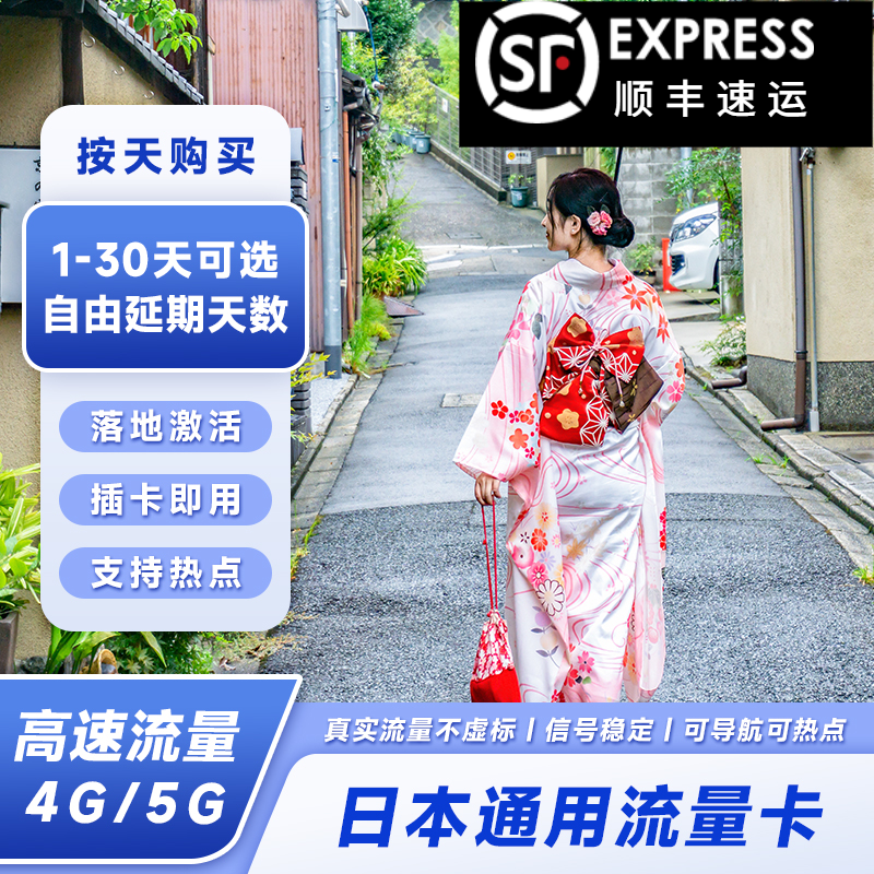 【次日达】日本流量卡高速上网卡4G/5G出差旅行天数任选全境电话卡