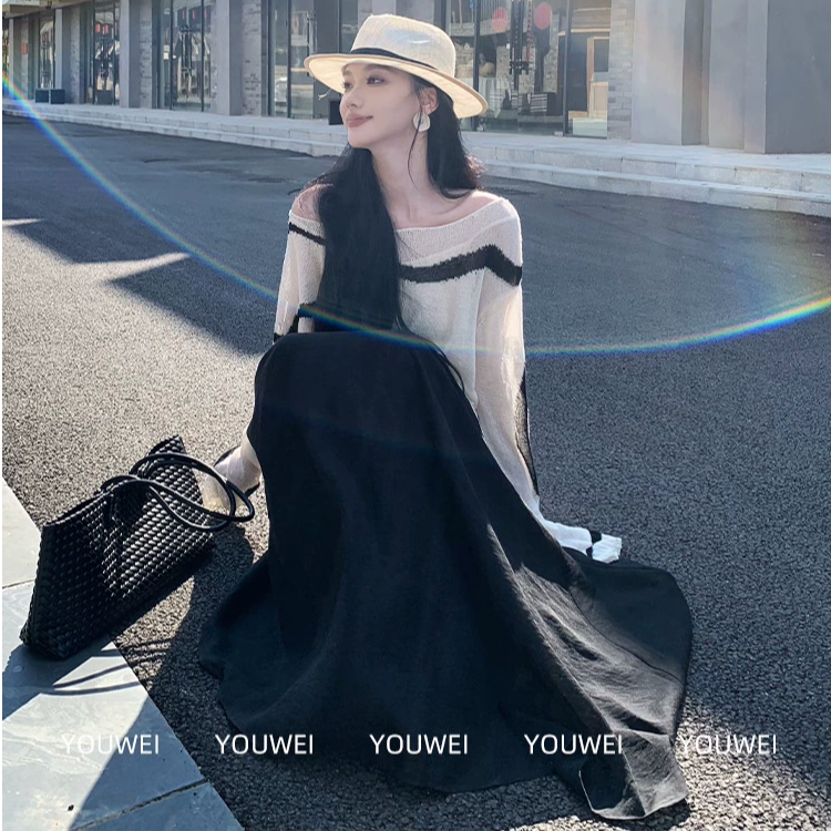 有洧Youwei黑色a字半身裙女2025夏季气质百搭显瘦裙子25SS0489