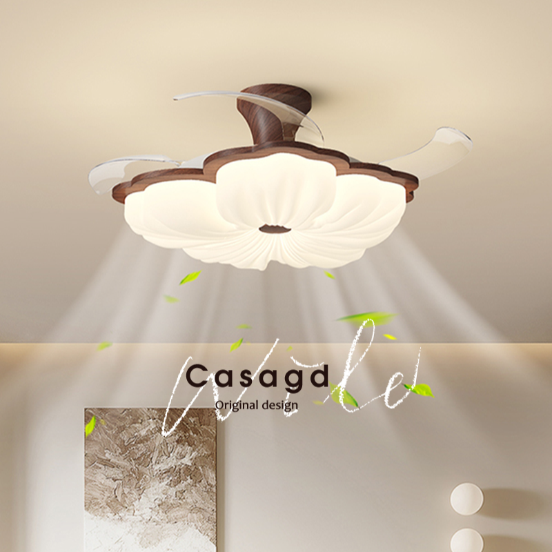 法式中古卧室风扇灯新中式餐厅风扇灯复古护眼客厅卧室吊扇casagd