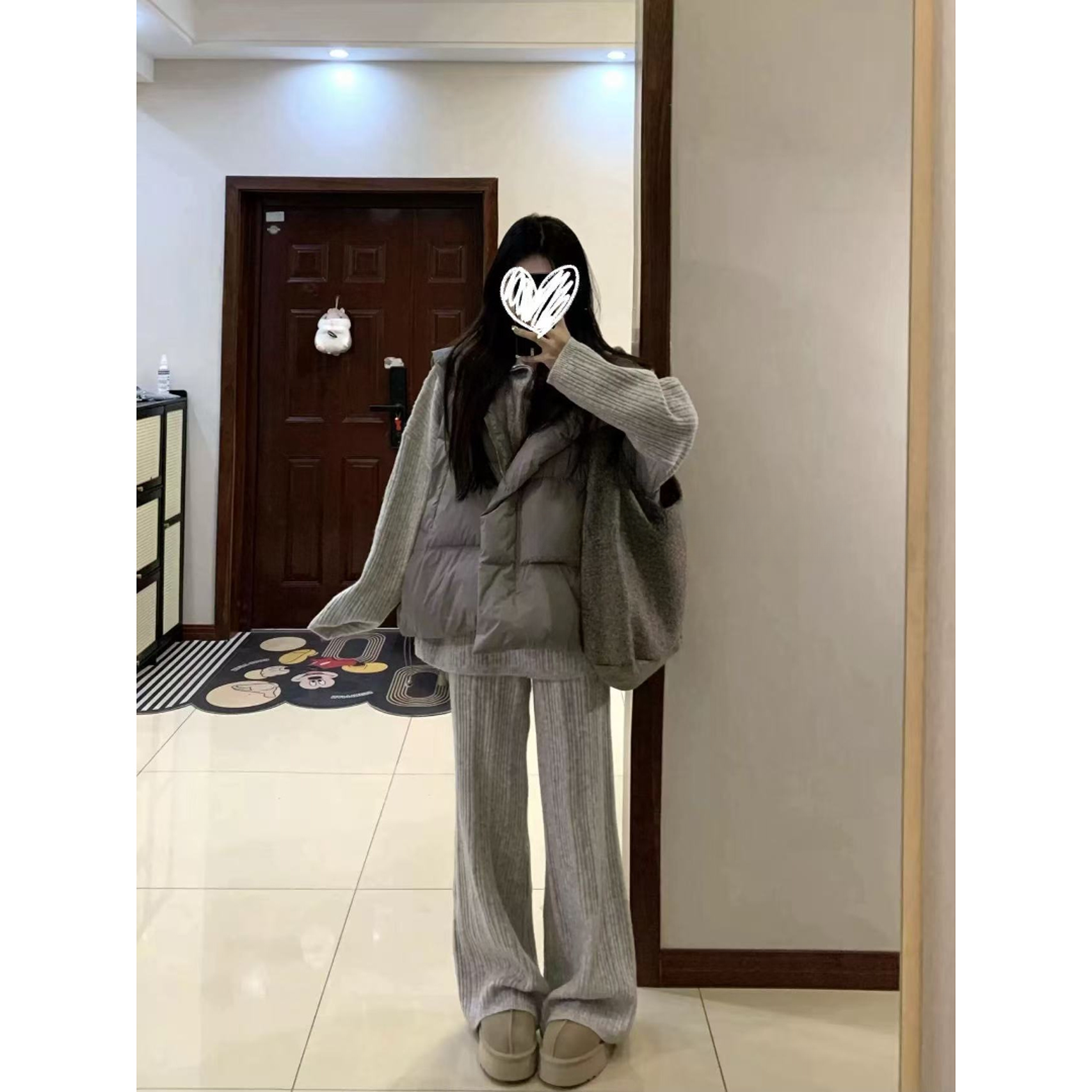 0156休闲风高级感时尚套装夹棉马甲甜美清新街头保暖两件套