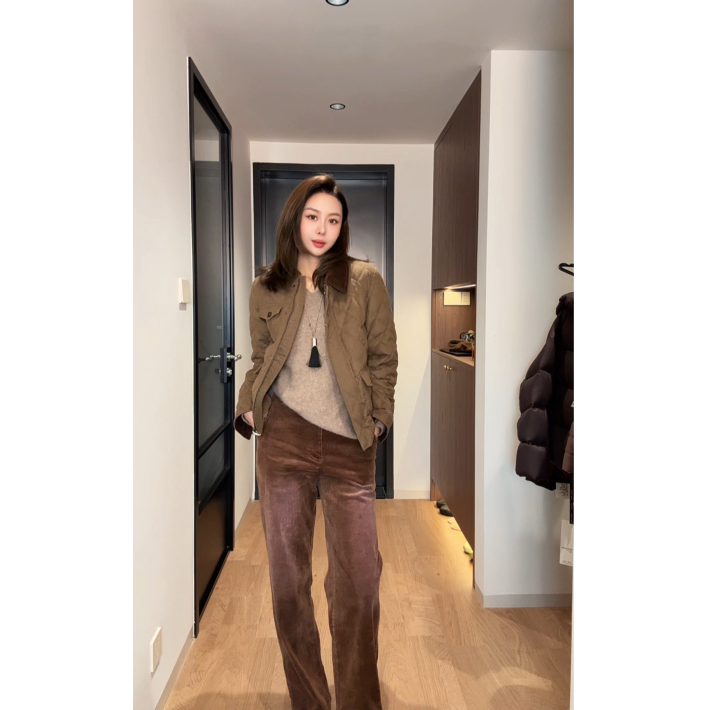 经典老钱风工装菱格复古棉服夹克外套秋冬季翻领加棉男女同款