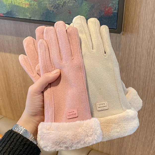 可触屏手套加绒冬天女可爱加厚骑车保暖防寒女士冬季防风骑行百搭