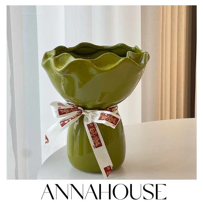 ANNAHOUSE手捧花陶瓷花器花瓶家居客厅餐桌鲜花插花家饰软装YF