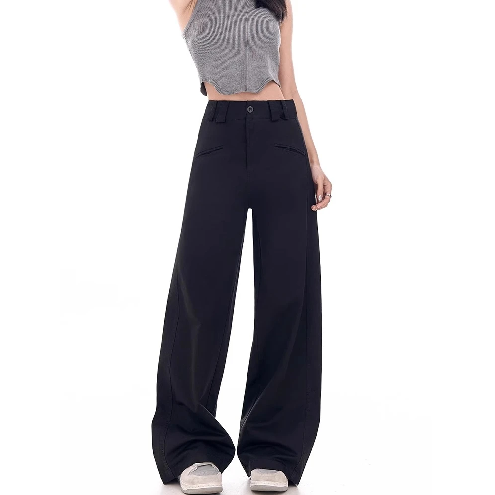 【现货+运费险】大码薄款免烫西装裤阔腿裤高腰女士夏季百搭垂感