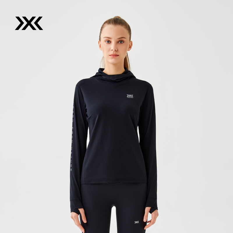 XBIONIC自由连帽长袖T恤 亲肤舒适户外运动健身跑步时尚连帽女款