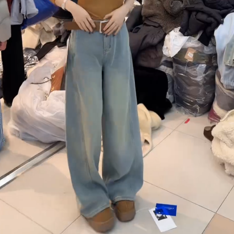 2025新款秋冬水洗高腰牛仔裤休闲风显瘦微弹LK2507692