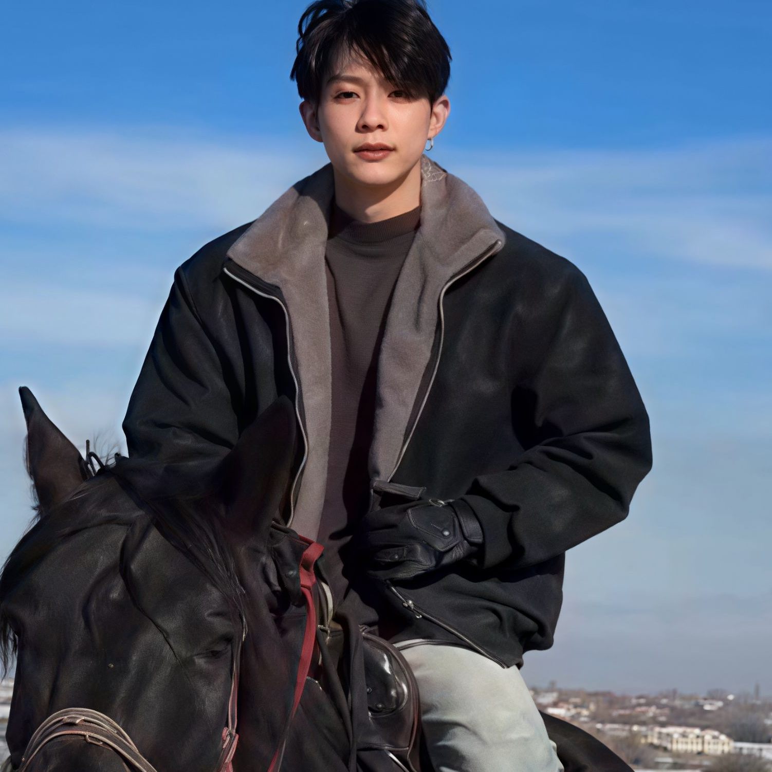 冬季加厚仿双色貂毛重磅美式复古座山雕保暖棉衣潮牌加绒夹克外套