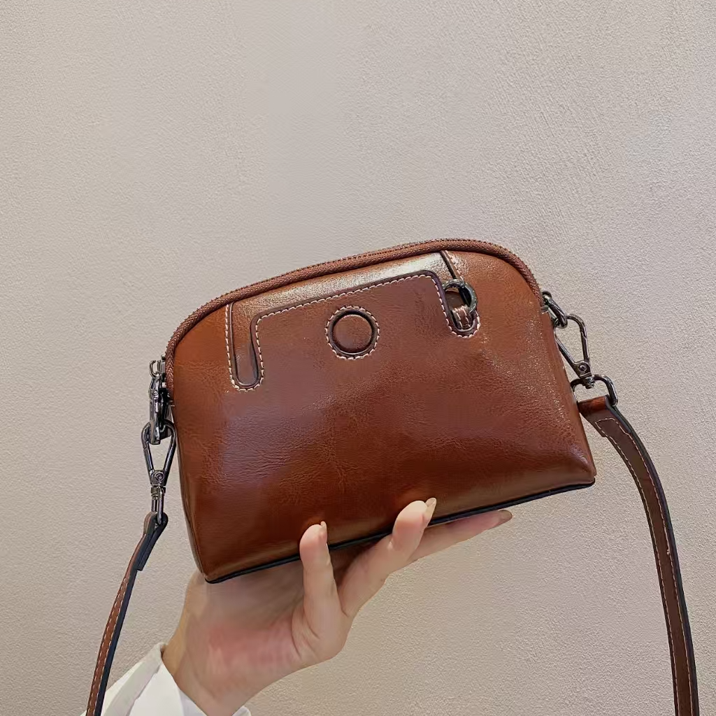 油蜡牛皮手机包斜挎包耐刮通勤风小方包欧美复古单肩百搭288-2