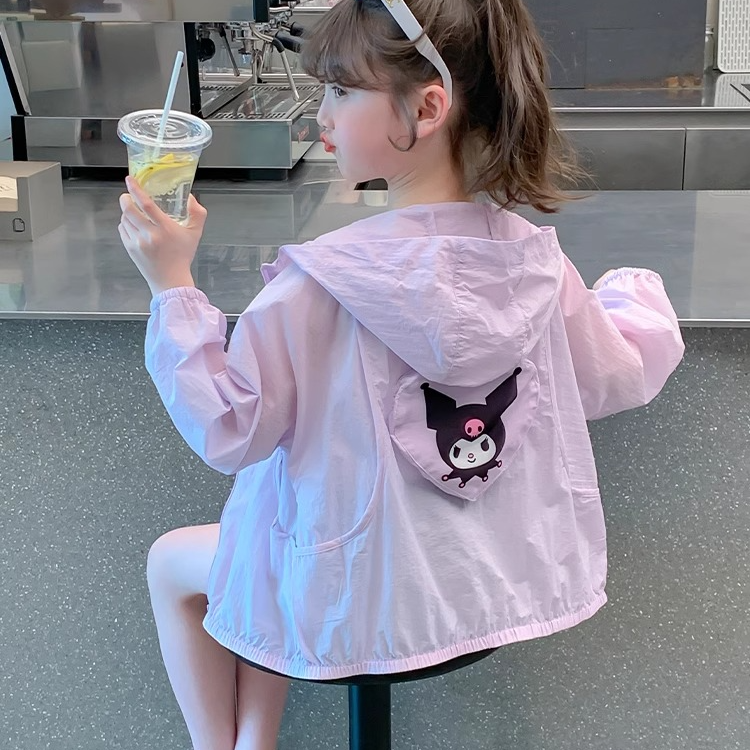 夏季薄款库洛米洋气防晒衣连帽外套儿童沙滩夏季新款女大童防晒衣