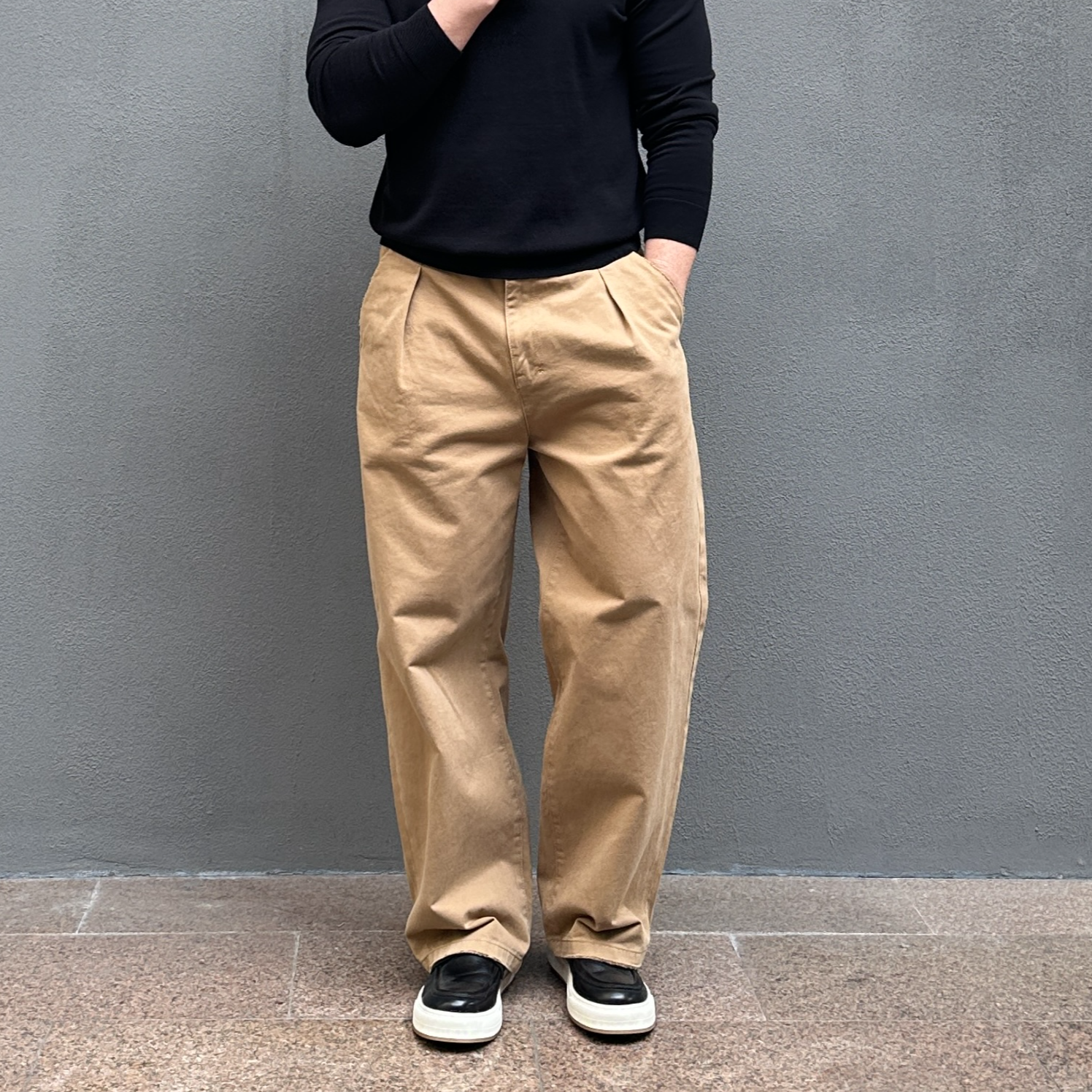 秋冬阔腿宽松直筒复古休闲长裤全棉水洗男士裤子百搭阔腿休闲裤