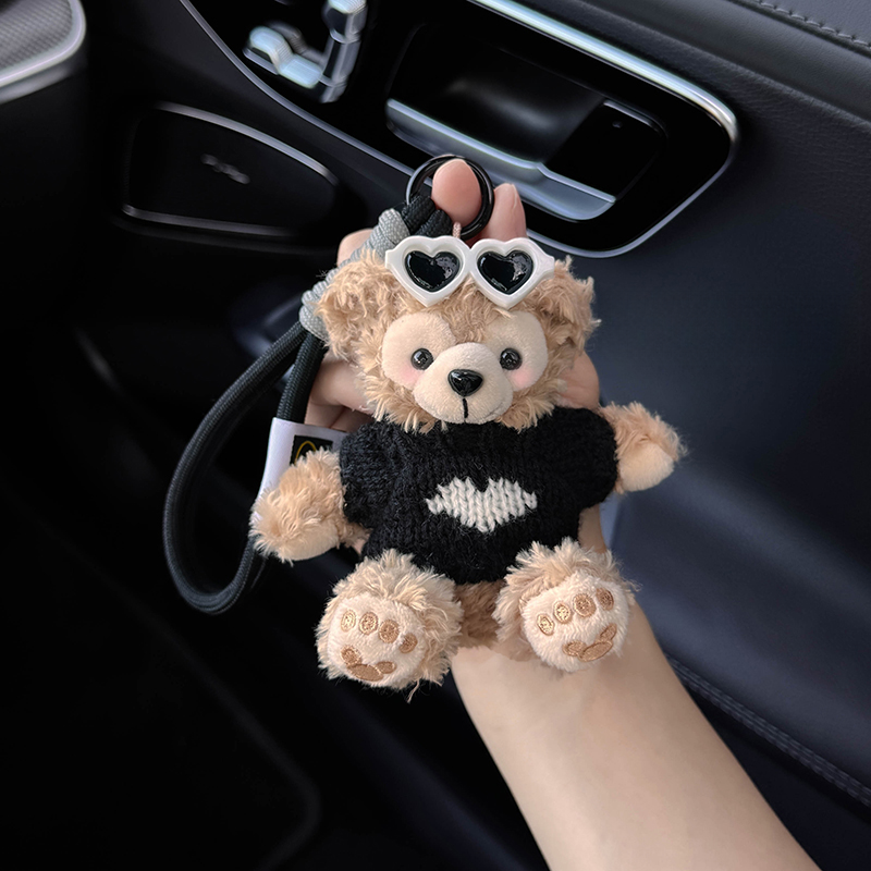 雪莉玫挂件画家达菲熊书包毛绒玩偶钥匙扣小熊精致可爱包包挂饰L