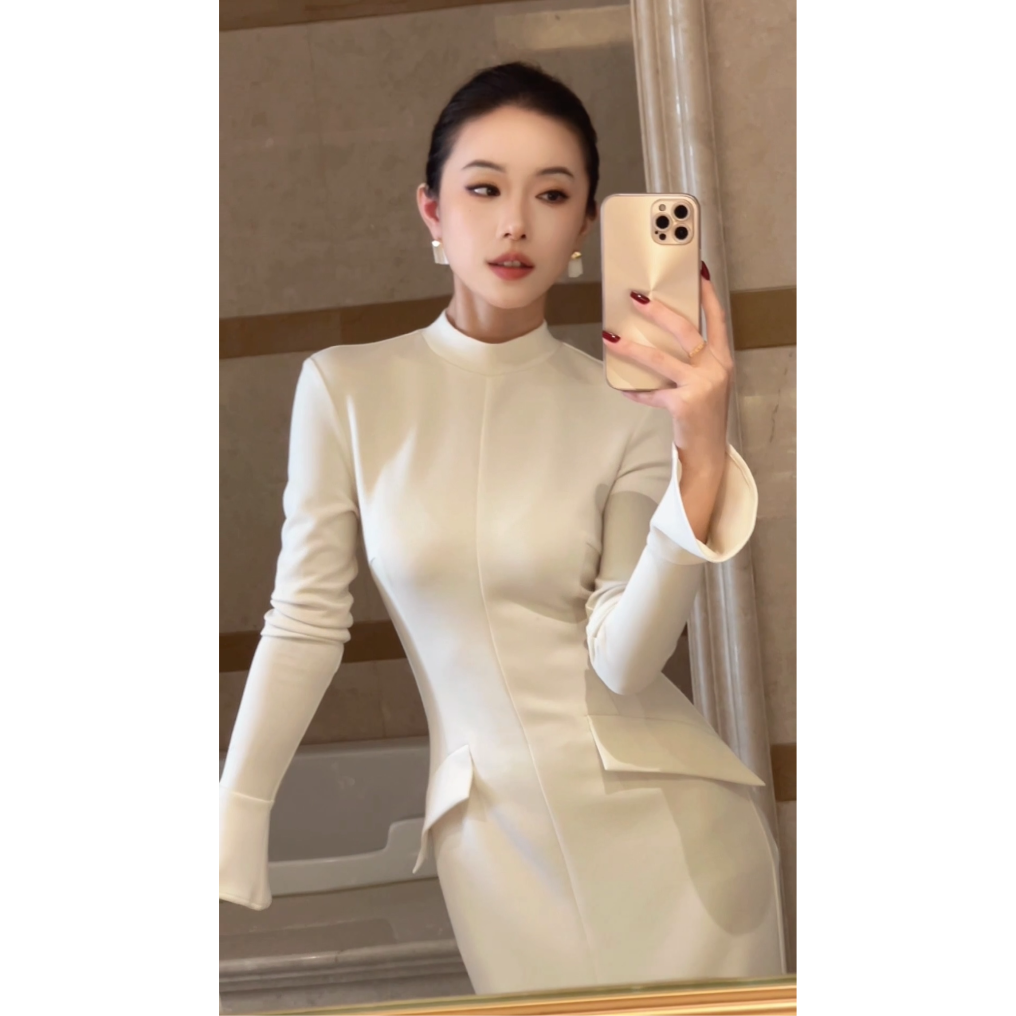 裁一2025新品立领针织弹力连衣裙24-205