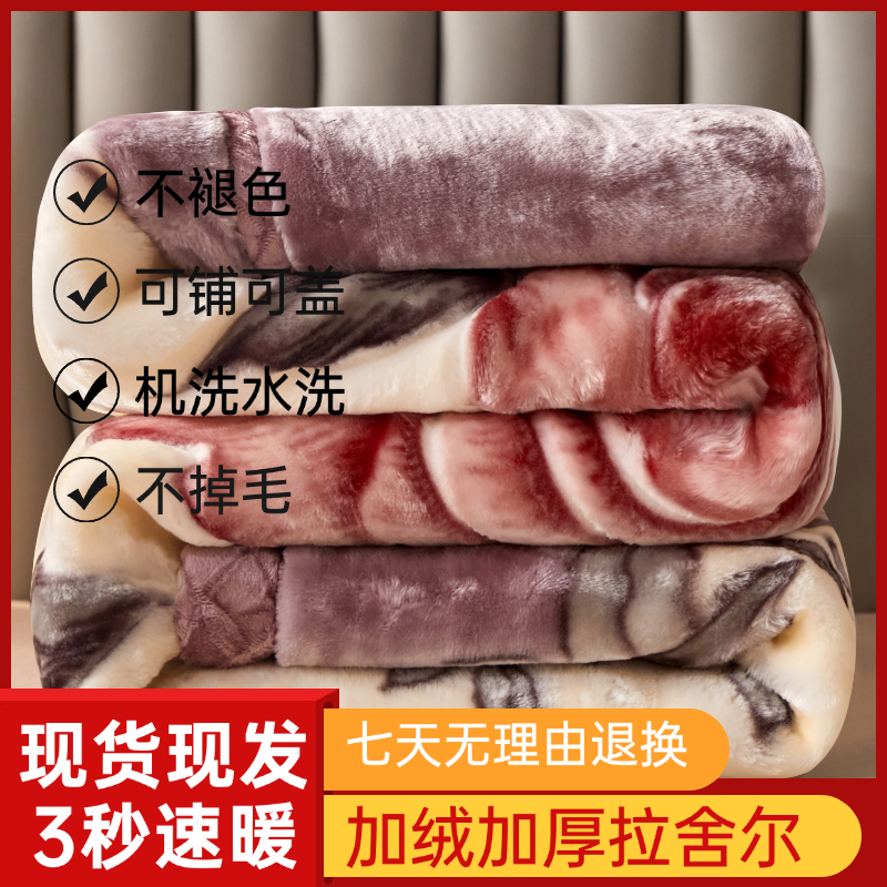 拉舍尔毛毯被子加绒加厚珊瑚绒学生宿舍冬季盖毯空调加绒午休毯子