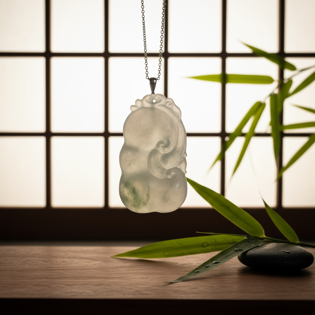 缅甸天然翡翠a货如意手工精雕高品质高冰冰透