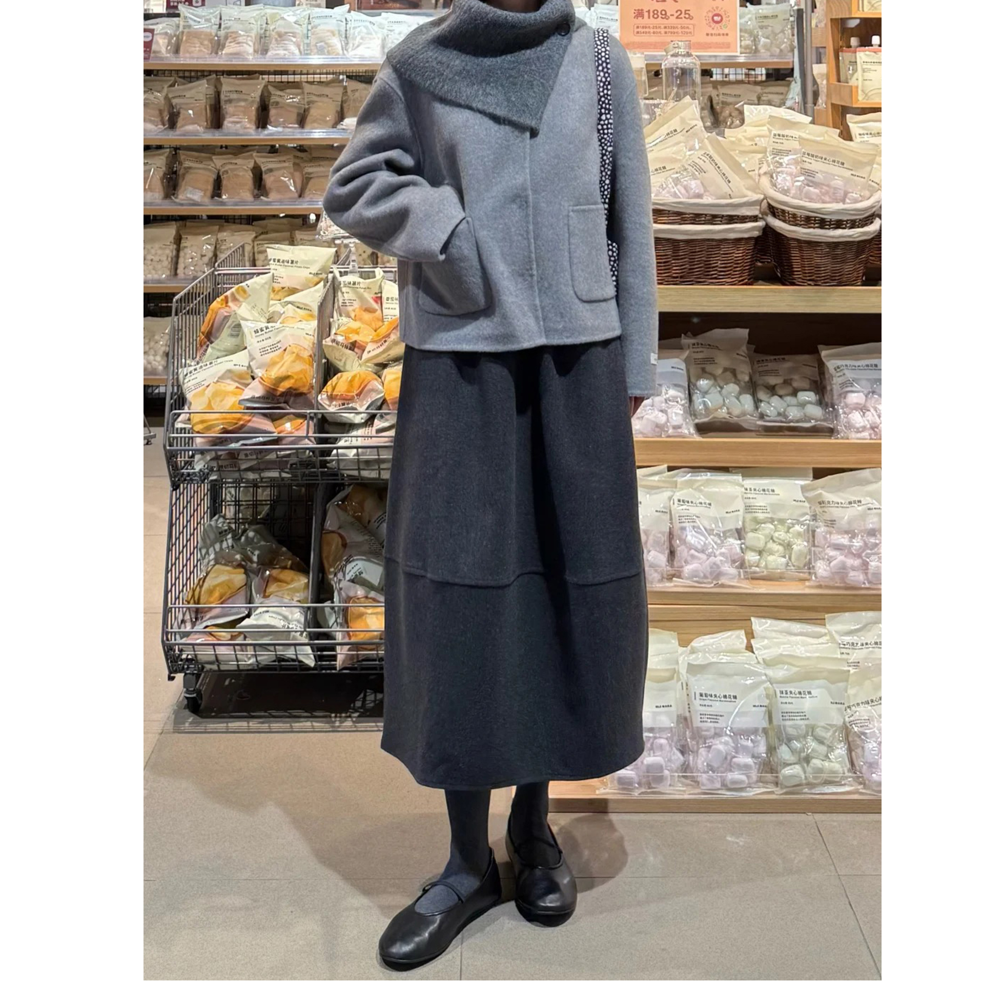 大码女装肥妹妹mm毛呢花苞半身裙秋冬高腰宽松显瘦中长款裙200斤