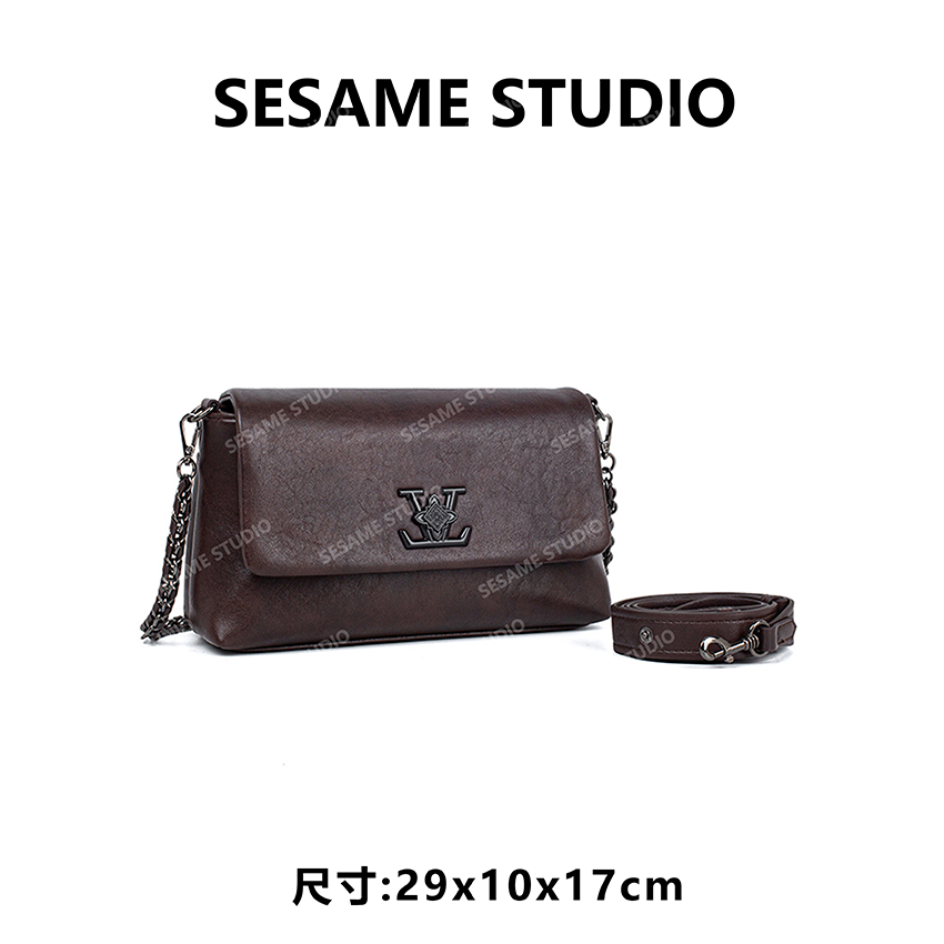 【芝麻集】【中式老V】QYX-98133-巧克力RAIN.CUN时尚百搭腋下女包