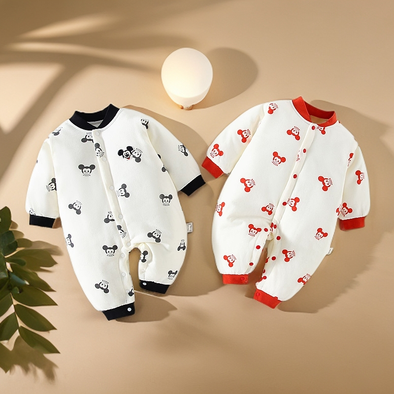 新生婴儿全棉80克轻薄棉连体爬服全衣无骨A类标准线下高货连体衣