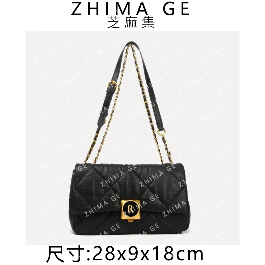 【芝麻集】BF-66595-黑色RAIN.CUN休闲百搭腋下斜跨女包