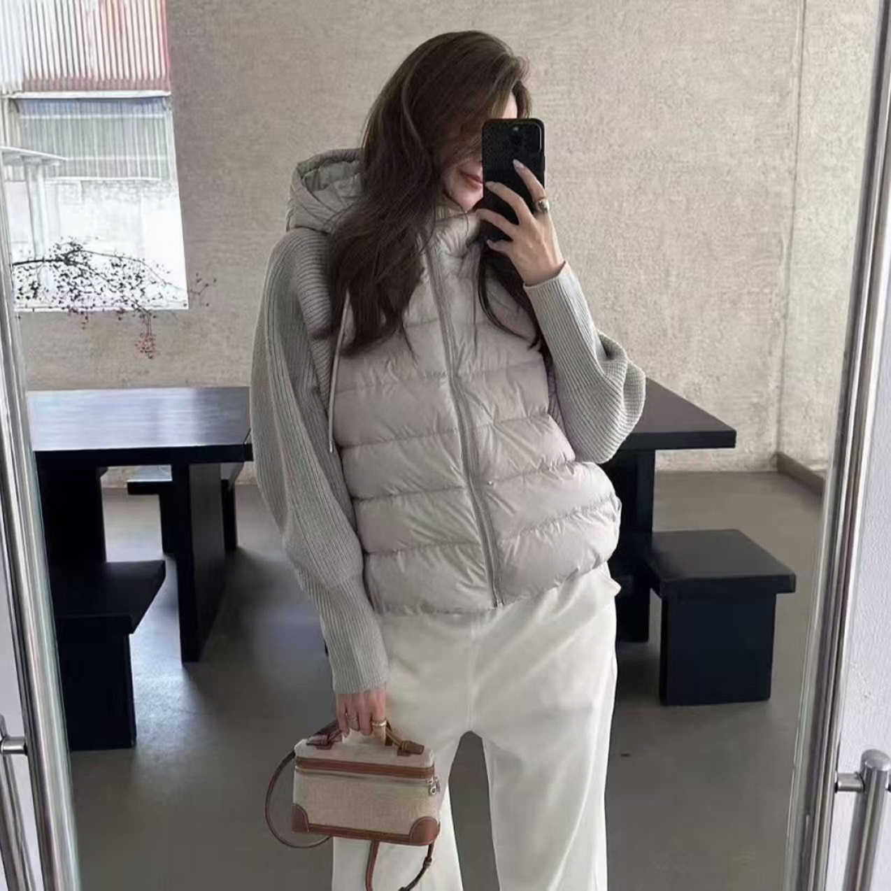 轻薄拼接假两件棉服女2025新款秋冬短款棉衣韩系保暖小个子外套潮