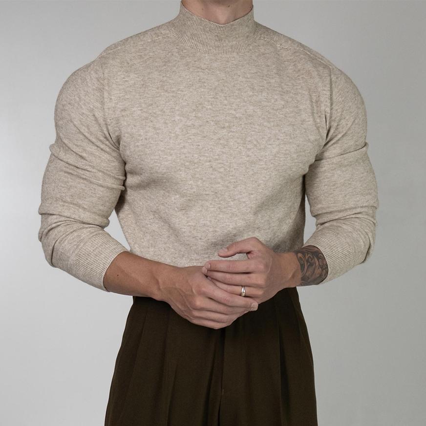 韩系高级感简约半高领毛衣男士秋冬新款时尚韩版长袖针织开衫毛衣