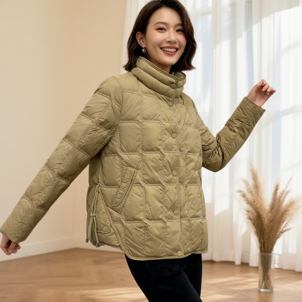 85%白鸭绒新款潮流立领菱格女士女款冬季轻薄爆款外套2025年版