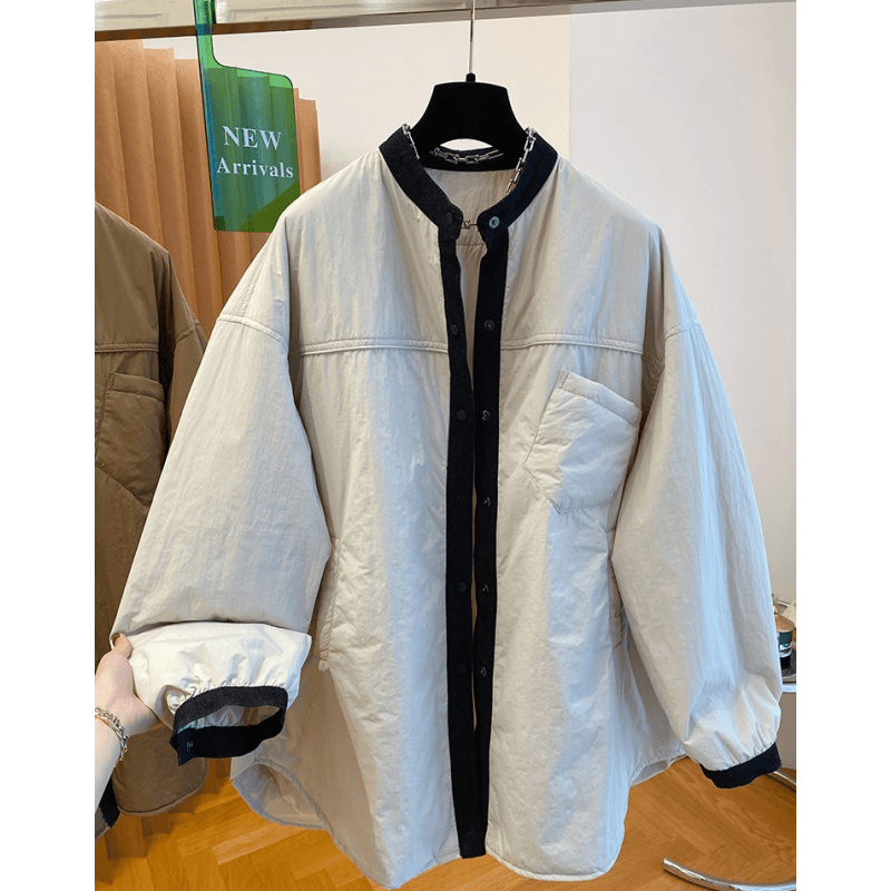 大版宽松小众显瘦圆领休闲百搭轻薄棉服外套女春秋新款上衣潮流爆