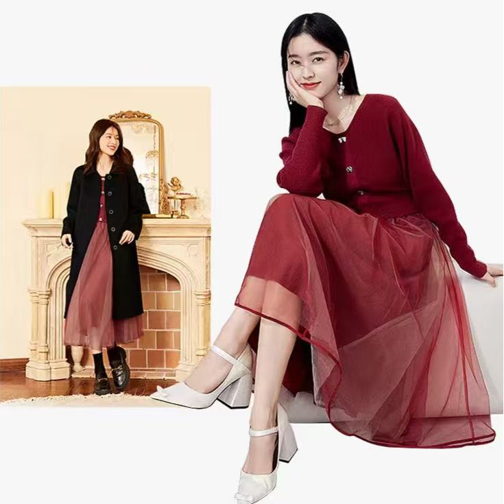 秋水伊人甜美针织衫套装2025冬季新款百搭两件套624408C010110