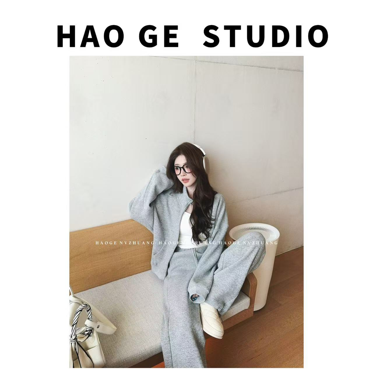 浩哥严选●许妍套装HGQ5TZ4025A外套+休闲裤预时尚秋冬款百搭简版