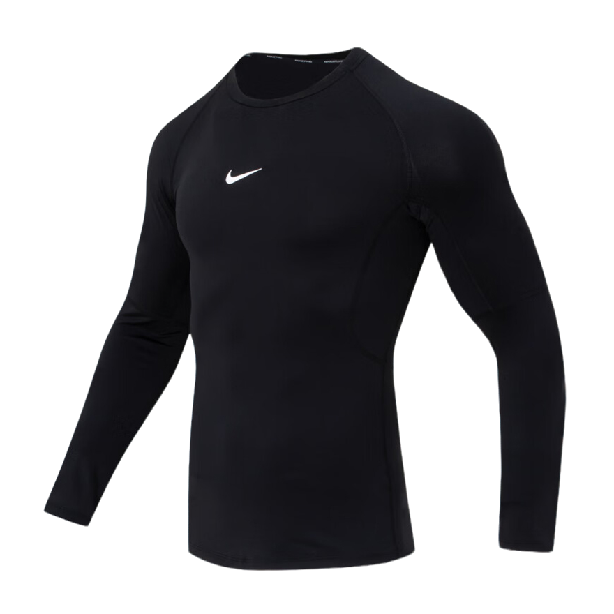 NIKE/耐克男子新款黑色速干运动健身长袖T恤训练紧身衣FB7920-010