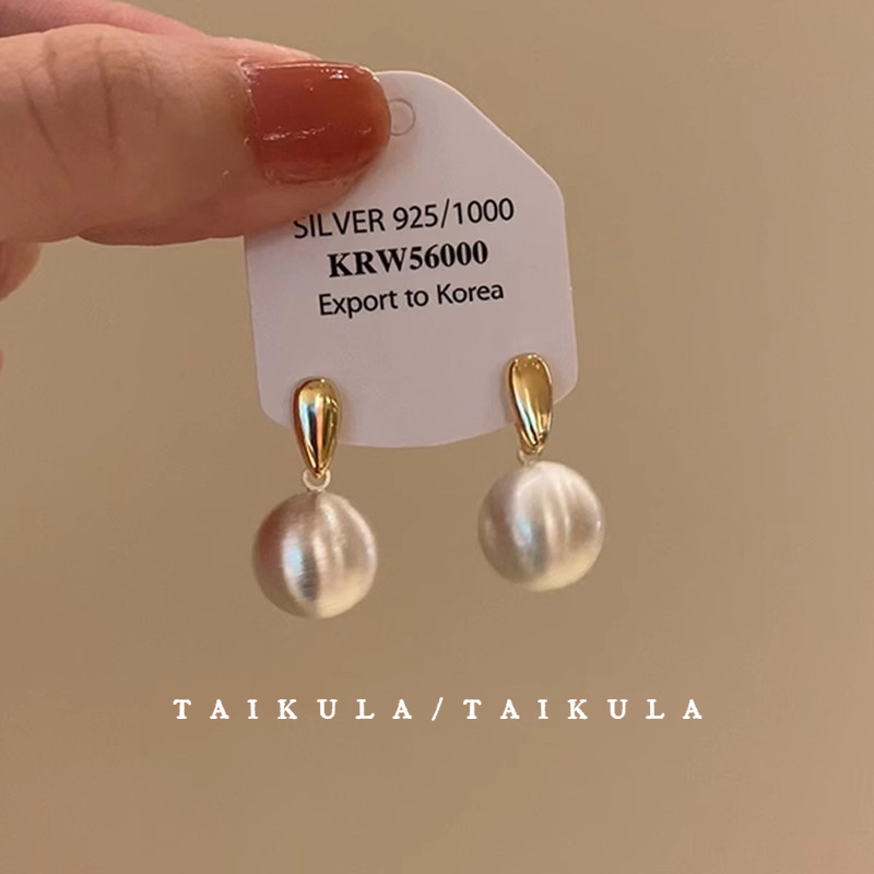 磨砂拉丝金属球耳环2026新款爆款高级感耳钉时尚气质耳饰轻奢小众