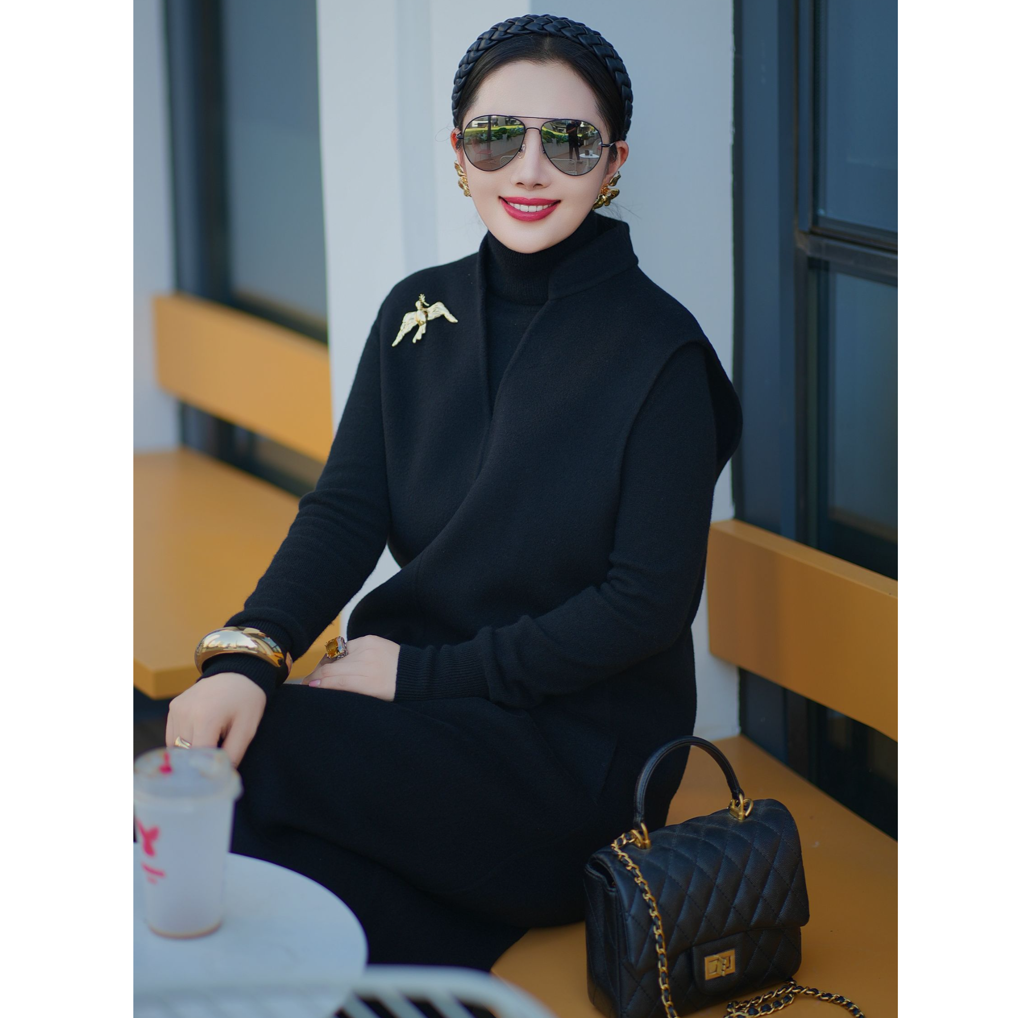 承国风羊毛羊绒双面呢连衣裙AH32LQ172