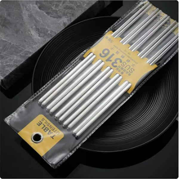 【5双装】年年有鱼筷子家用防滑防霉不锈钢加厚家电配件防烫抗摔